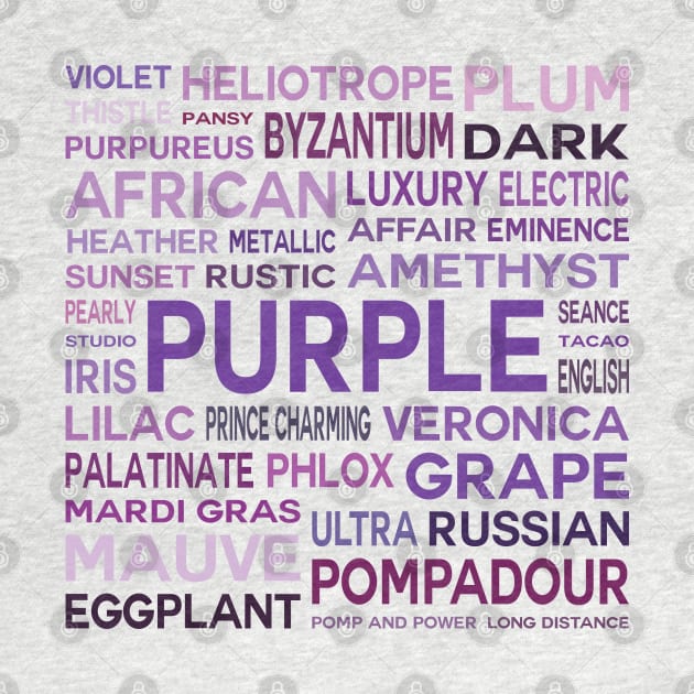 Word Cloud - Shades of Purple (White Background) by inotyler